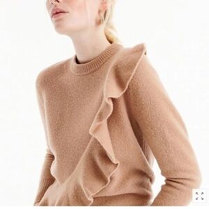 J. Crew Tan Ruffle Crew Neck Sweater
